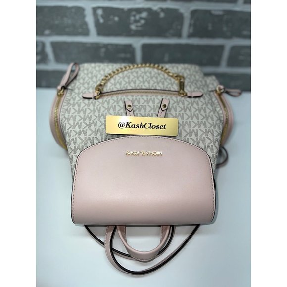 Michael Kors MK Jet Set Item Medium Chain Backpack -Powder Blush Multi - Picture 11 of 12
